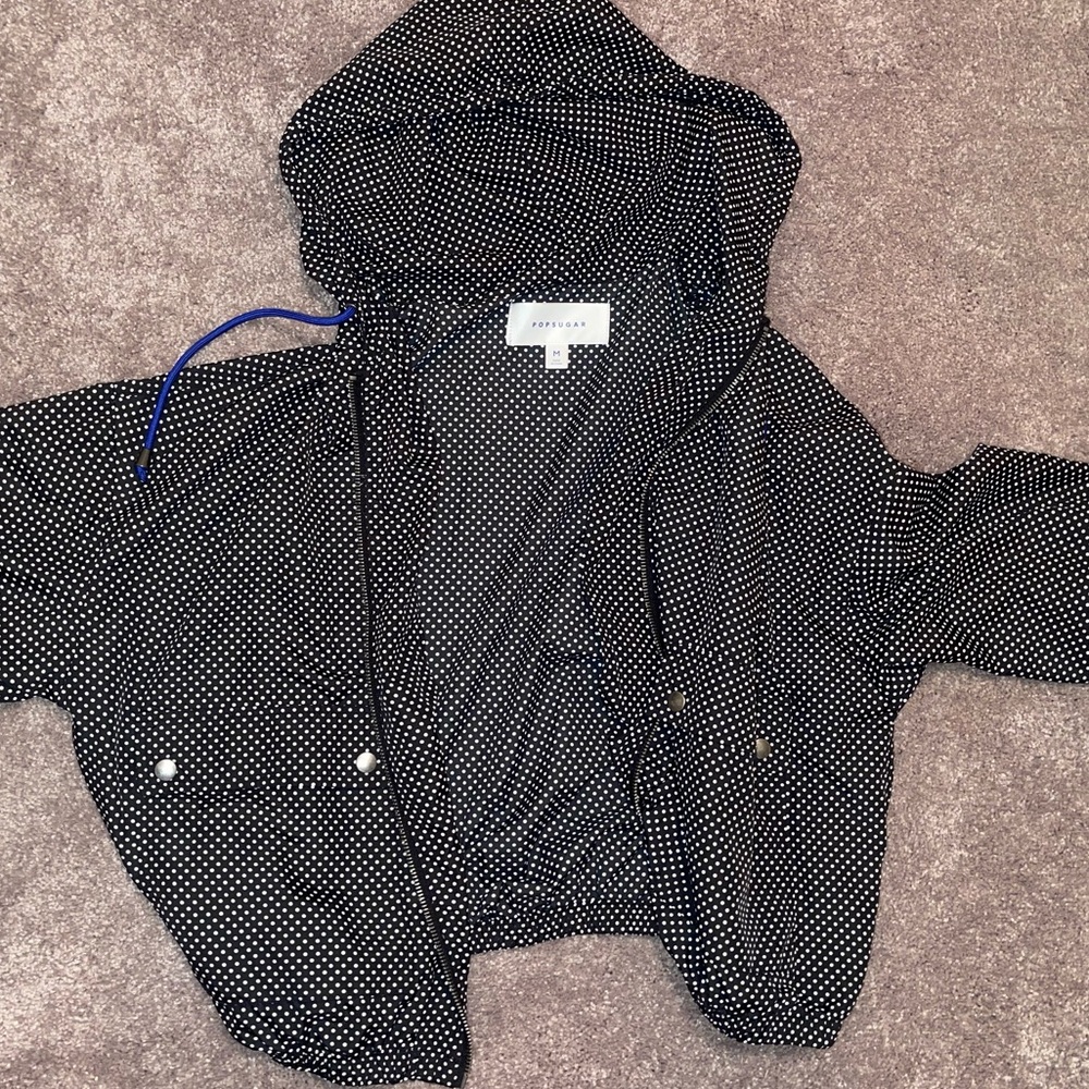 POPSUGAR Cropped Polka Dot Hooded Jacket – Size Medium